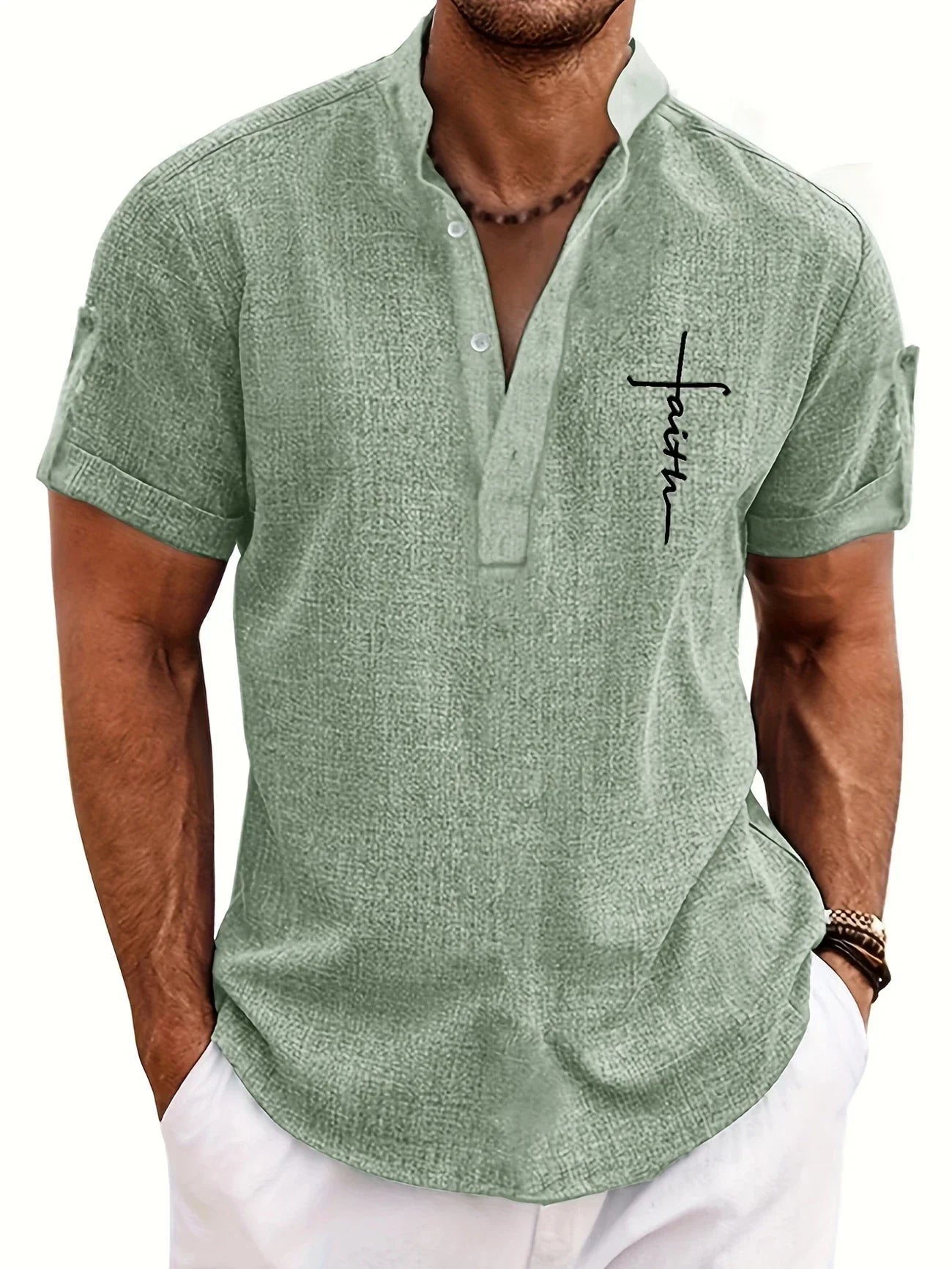 Men’s Kurzarm Stehkragenhemd | Elegant & Leicht