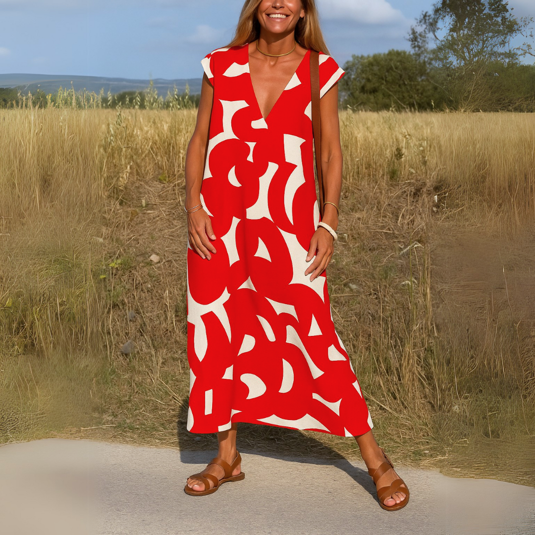 Valérie | Fließendes Damenkleid mit V-Ausschnitt