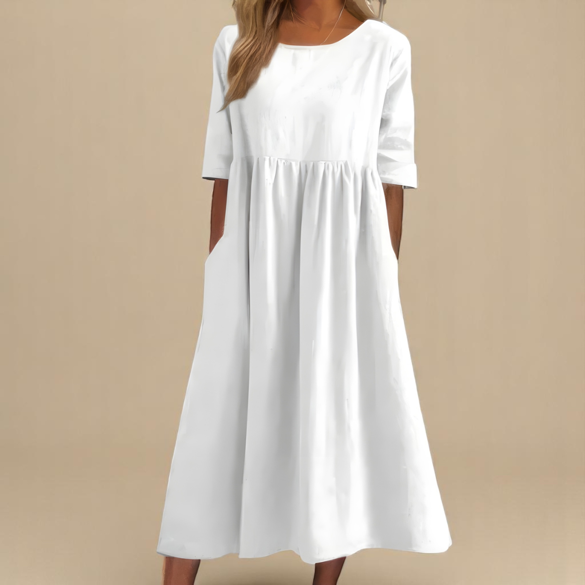 Damen Leichtes Baumwollkleid | Midi