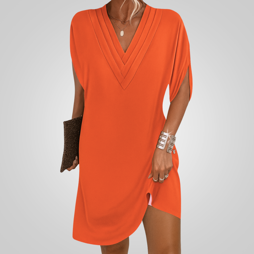 Damen Elegantes Fließendes Kleid | V-Ausschnitt