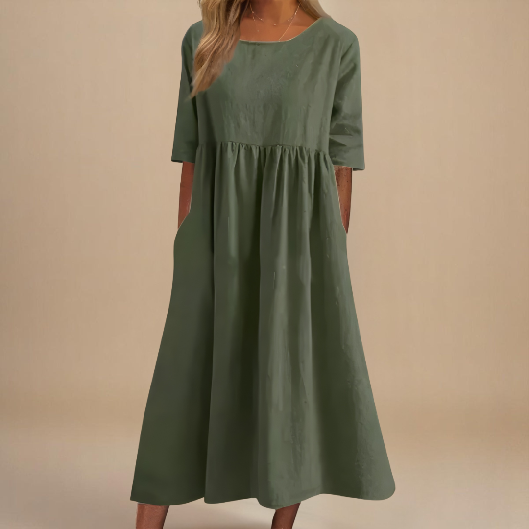 Damen Leichtes Baumwollkleid | Midi