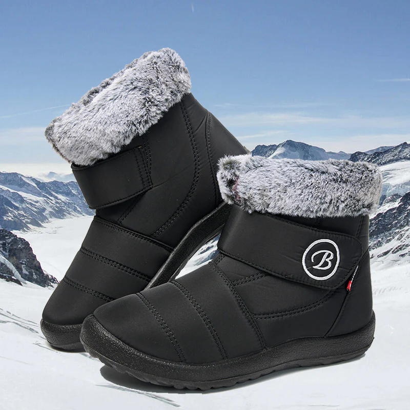 Damen Schneestiefel – Winterschuhe mit Fellfutter – Warme Schlupfstiefel für Frauen – Wasserdichte Stiefeletten – Bequeme Outdoor Rutschfeste Schuhe