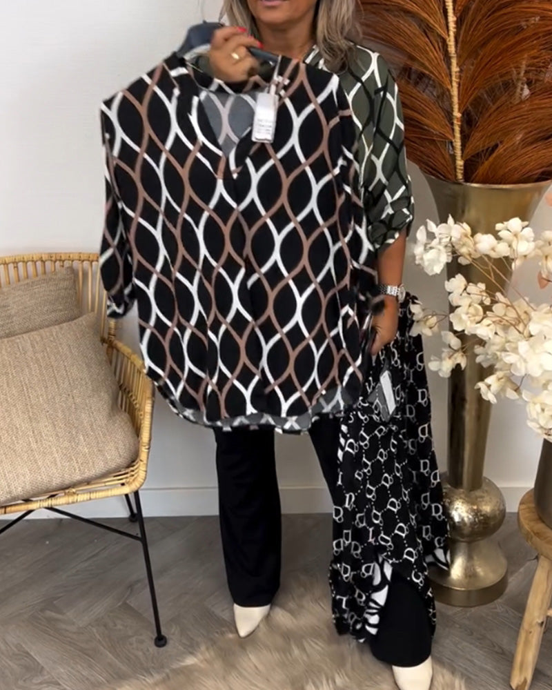 Janny | Lässige Bluse mit Muster und langen Ärmeln