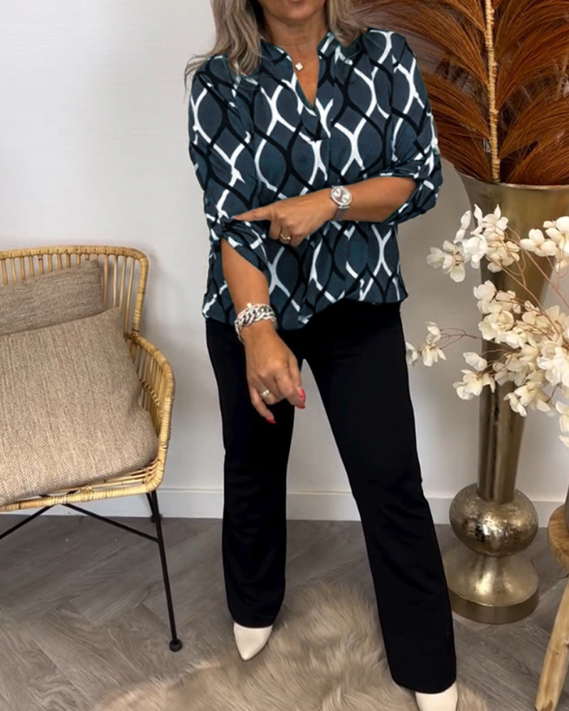 Janny | Lässige Bluse mit Muster und langen Ärmeln
