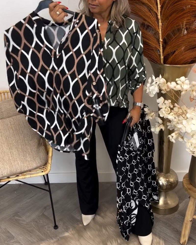 Janny | Lässige Bluse mit Muster und langen Ärmeln