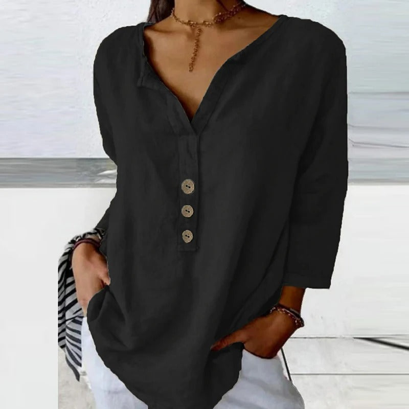 Women’s Lässige Elegante Bluse | Baumwoll-Leinen