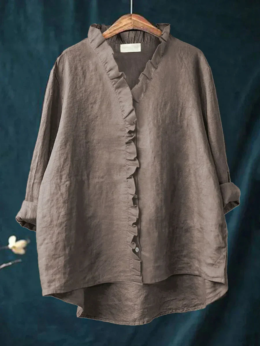 Women’s Lässiges Elegantes Hemd | Baumwoll-Leinen