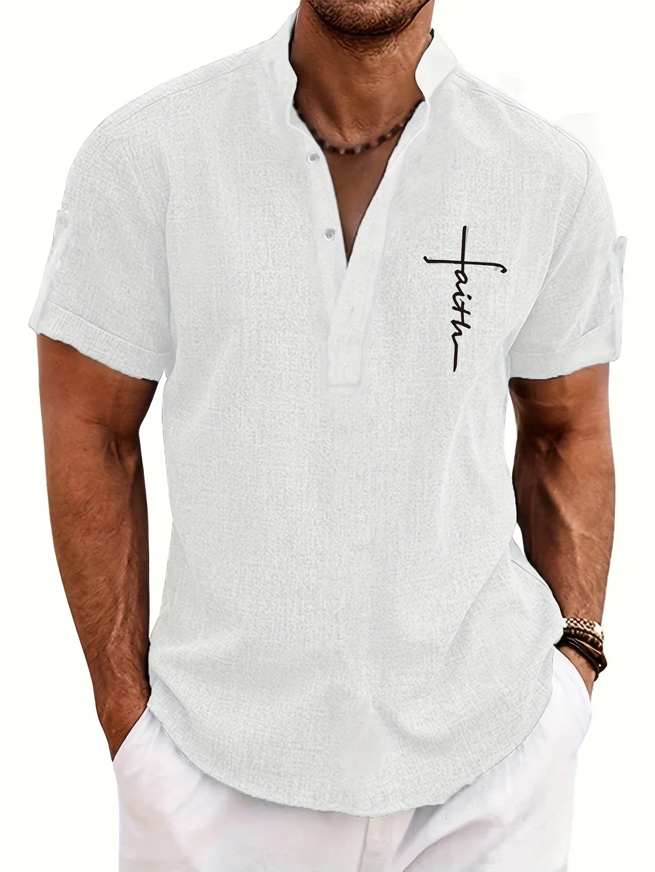 Men’s Kurzarm Stehkragenhemd | Elegant & Leicht