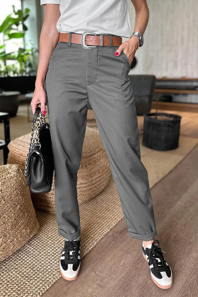 Mathilda | Streifen Anzughose mit hohem Bund und Elegantem Schnitt