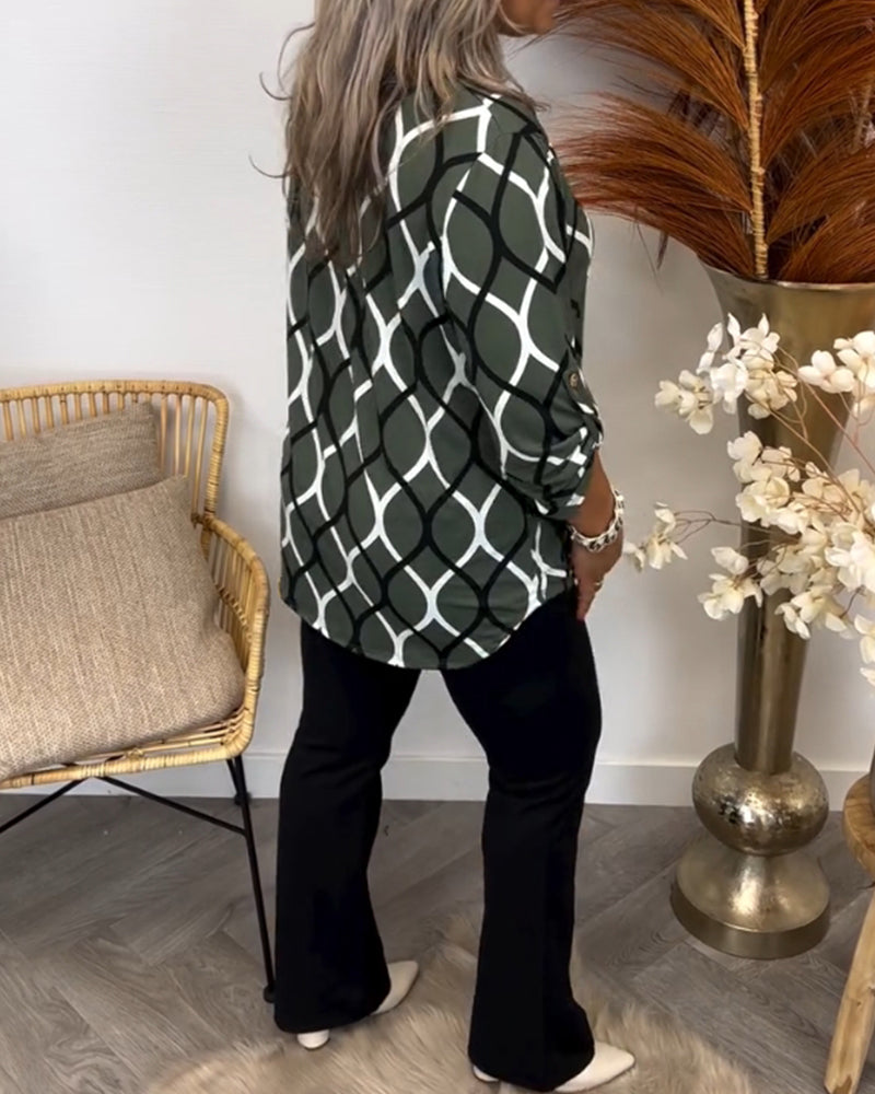Janny | Lässige Bluse mit Muster und langen Ärmeln