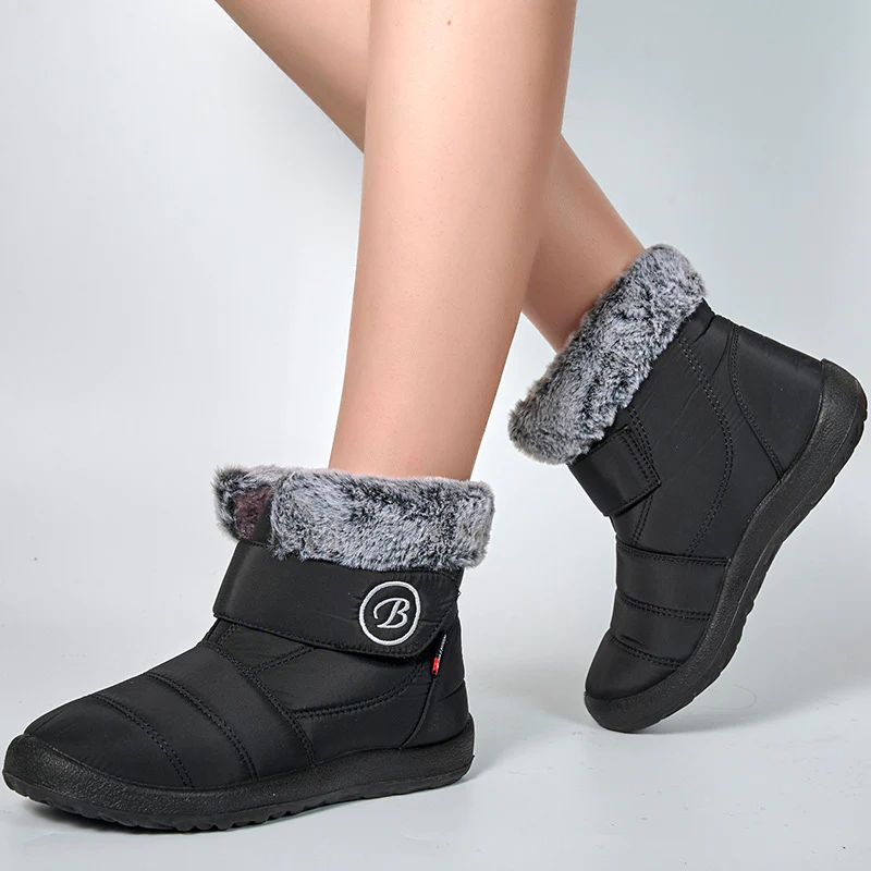 Damen Schneestiefel – Winterschuhe mit Fellfutter – Warme Schlupfstiefel für Frauen – Wasserdichte Stiefeletten – Bequeme Outdoor Rutschfeste Schuhe
