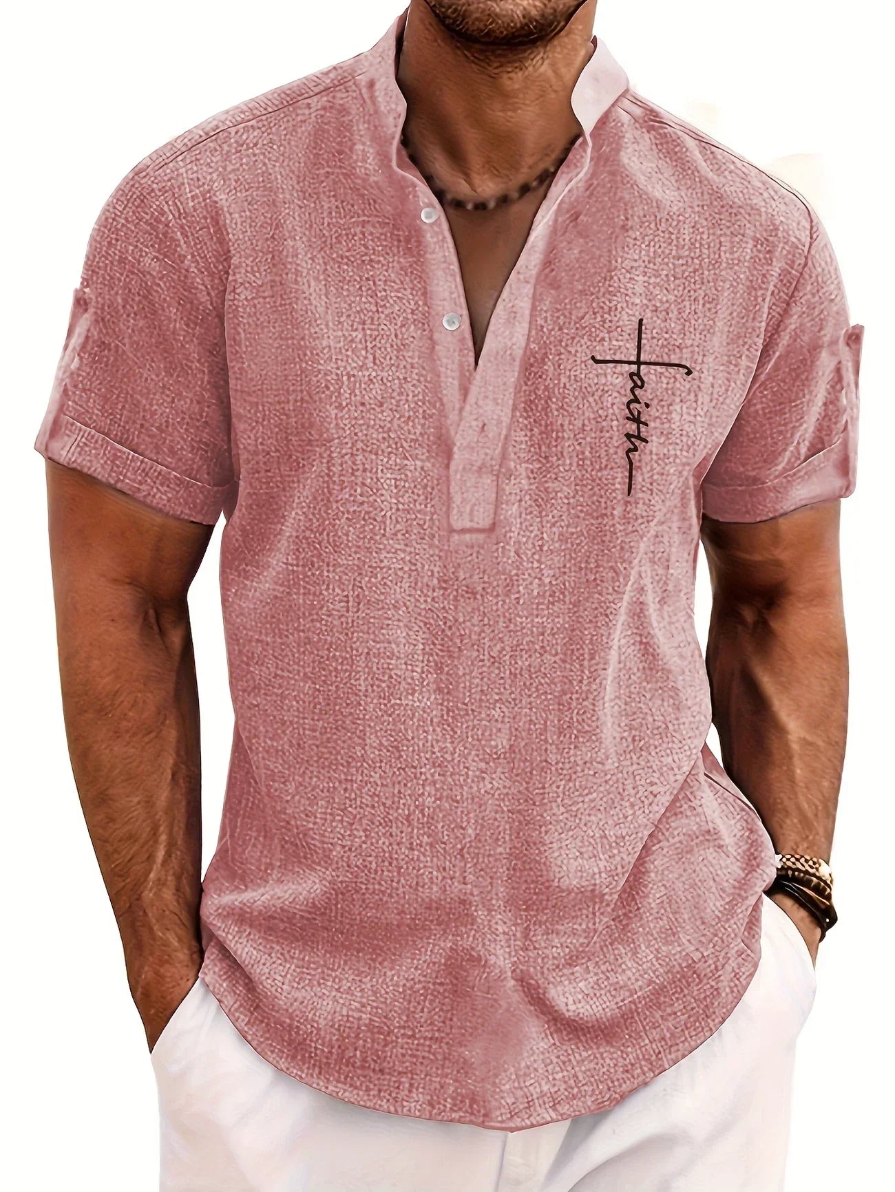 Men’s Kurzarm Stehkragenhemd | Elegant & Leicht