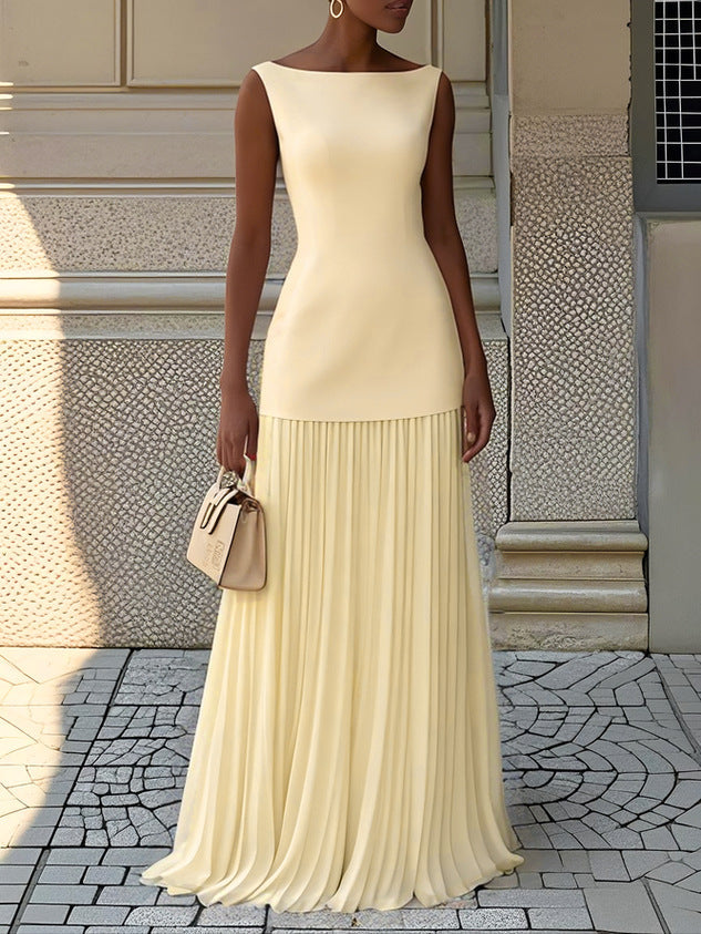 Damen Elegantes Plissiertes Kleid | Maxi