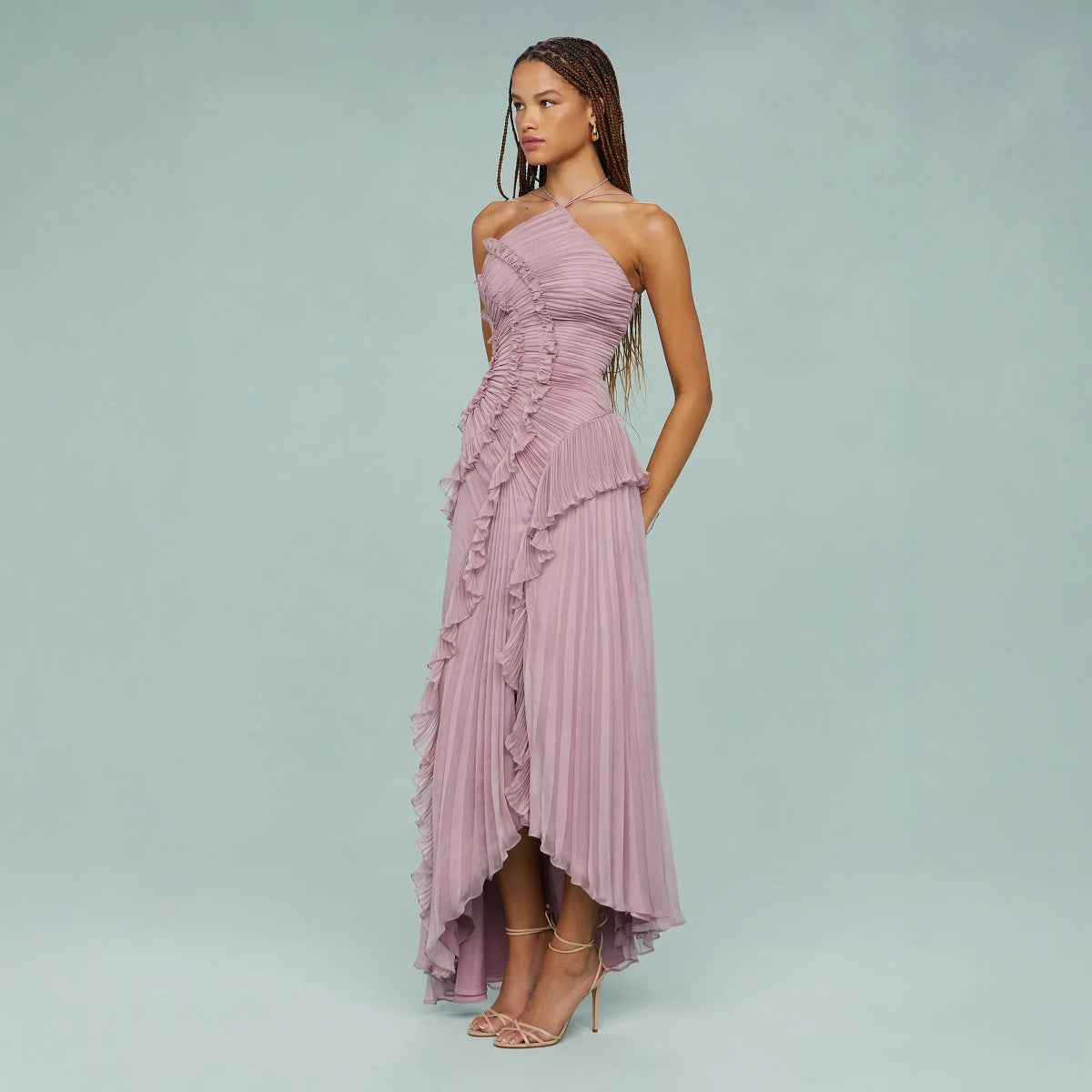 Damen Lockeres Flieder Kleid | Midi