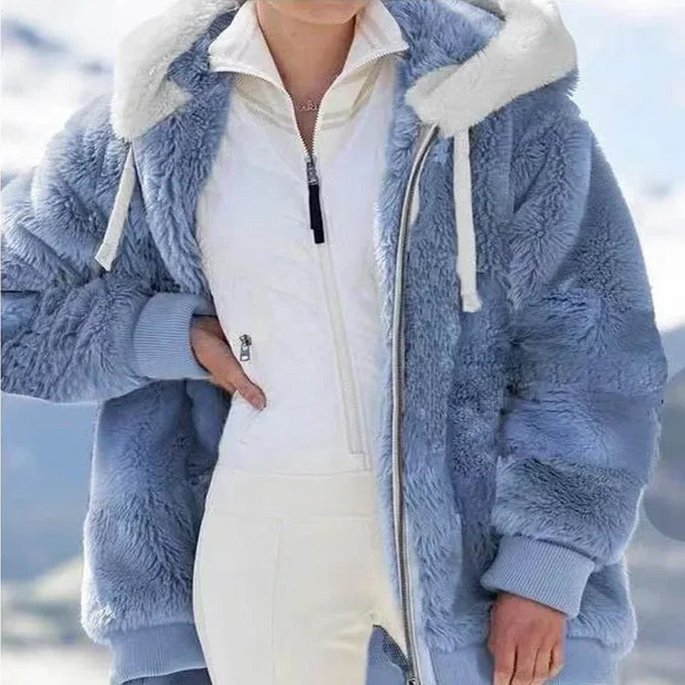 Damen Fleece Jacke | Mit Kapuze