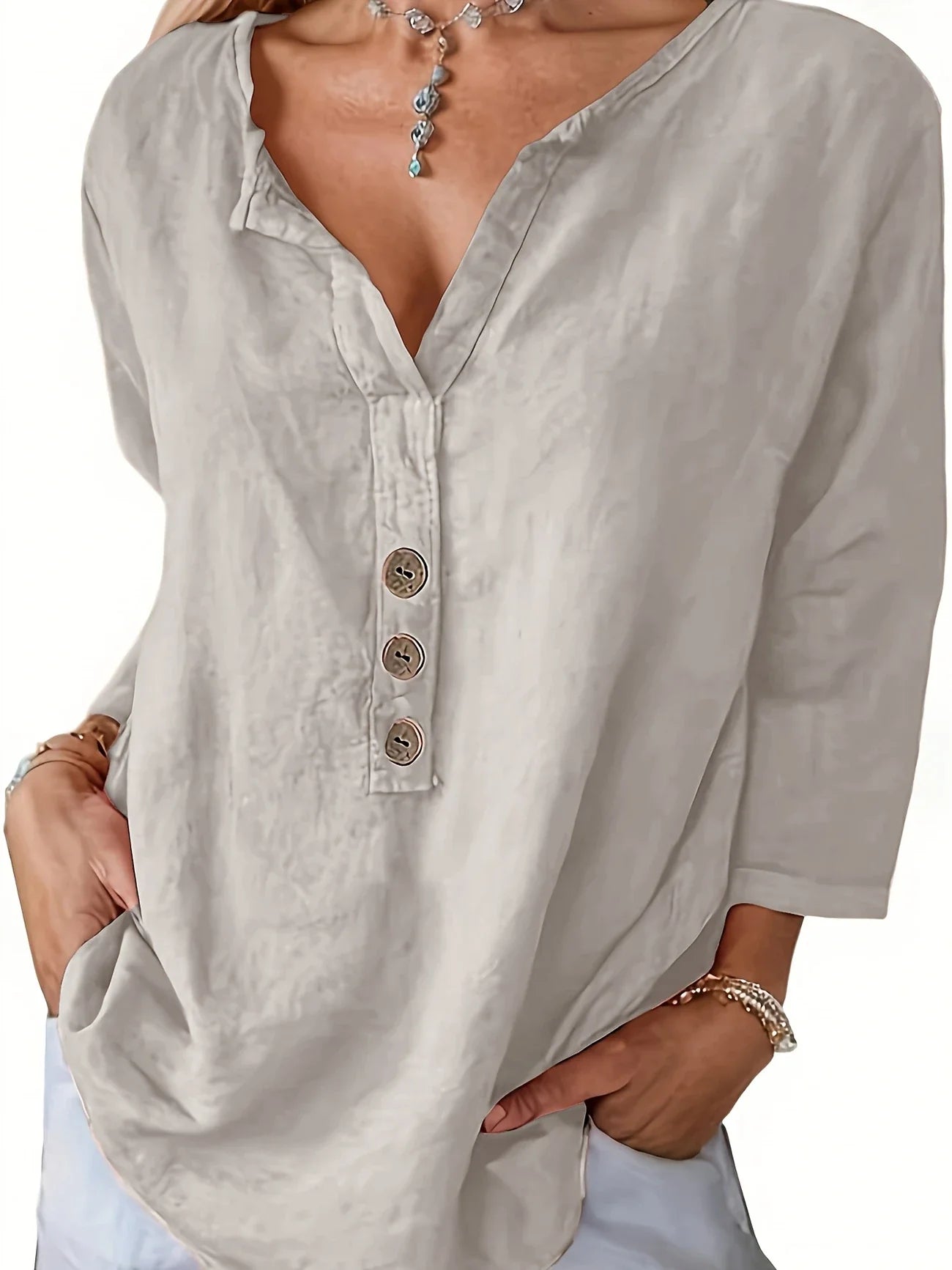 Women’s Lässige Elegante Bluse | Baumwoll-Leinen