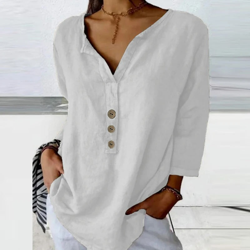 Women’s Lässige Elegante Bluse | Baumwoll-Leinen