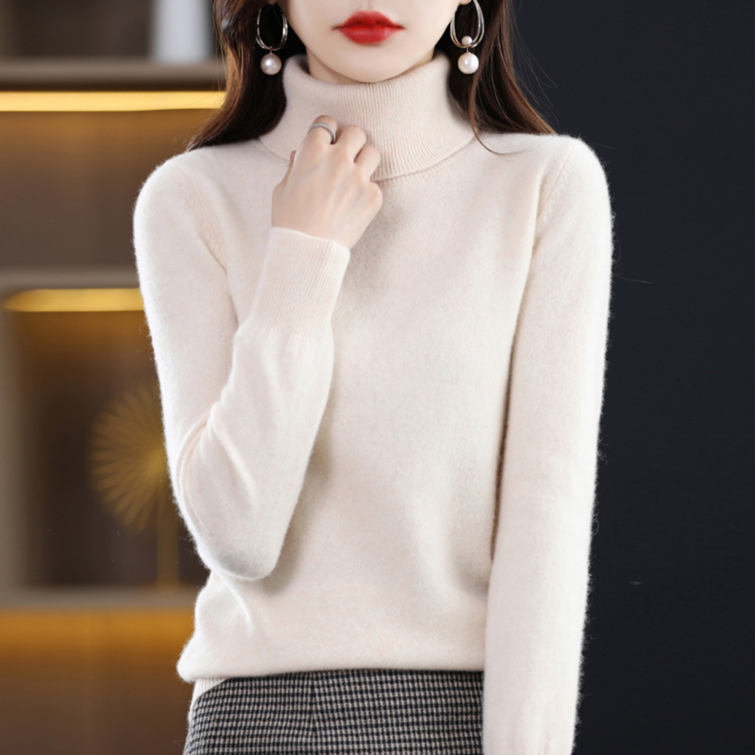 Damen Eleganter Kaschmir Rollkragenpullover | Warm