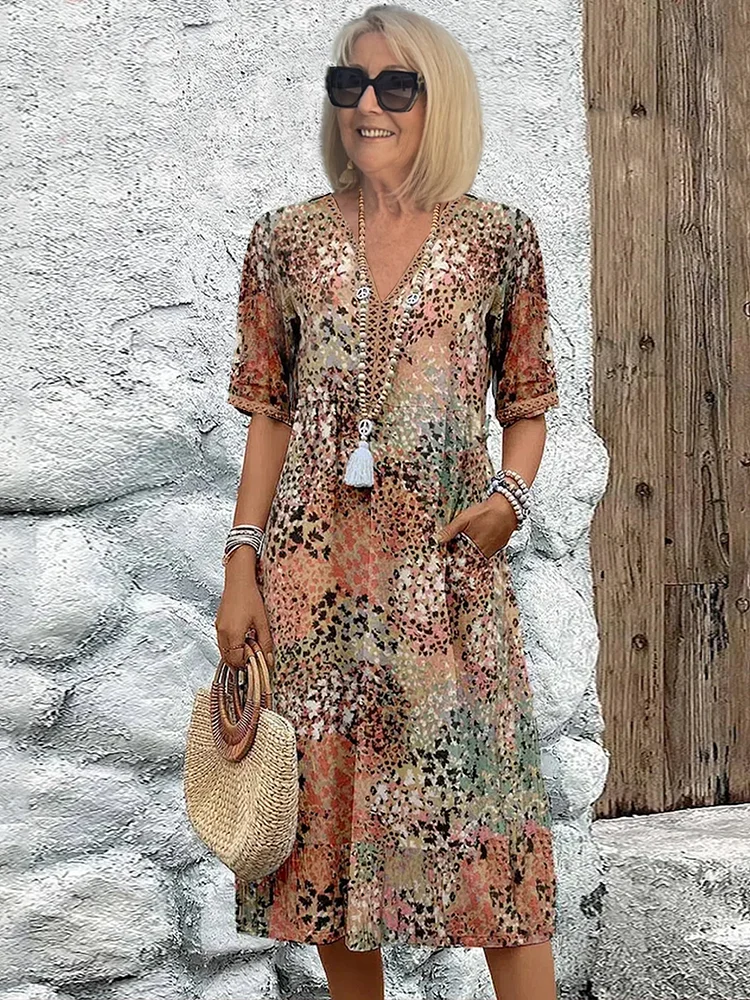 Danica | Weiches Midi-Kleid Mit V-Ausschnitt
