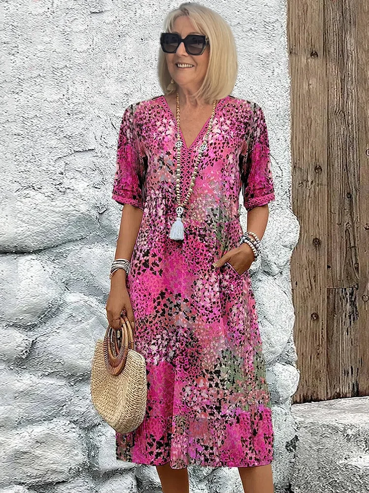 Danica | Weiches Midi-Kleid Mit V-Ausschnitt
