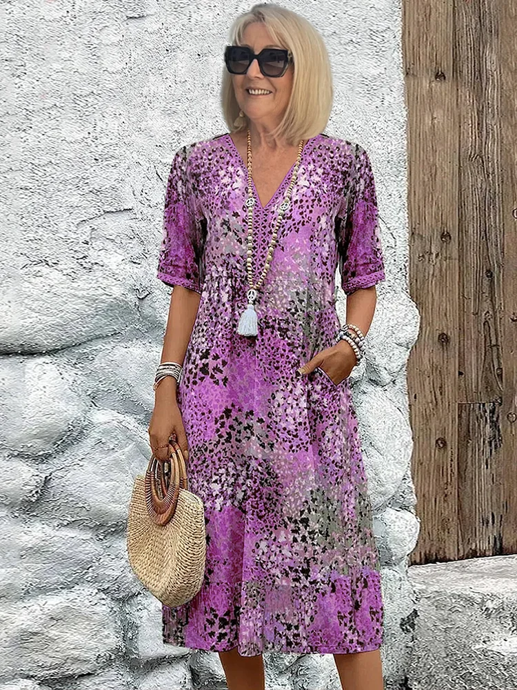 Danica | Weiches Midi-Kleid Mit V-Ausschnitt