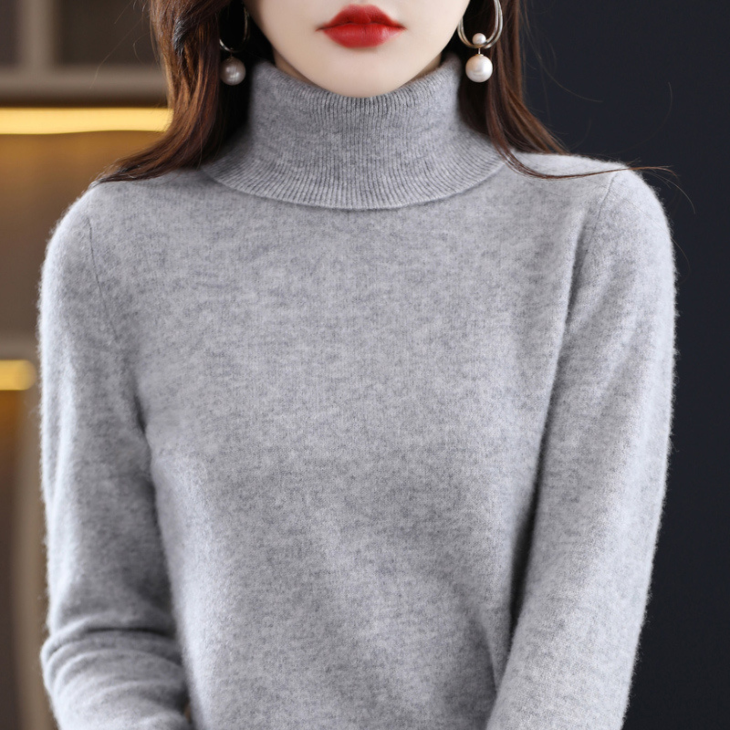 Damen Eleganter Kaschmir Rollkragenpullover | Warm