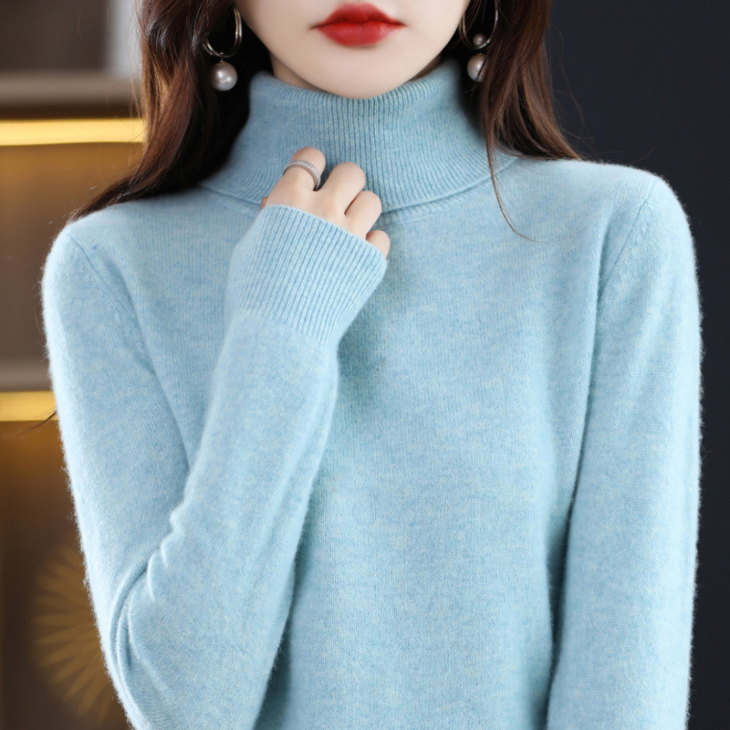 Damen Eleganter Kaschmir Rollkragenpullover | Warm
