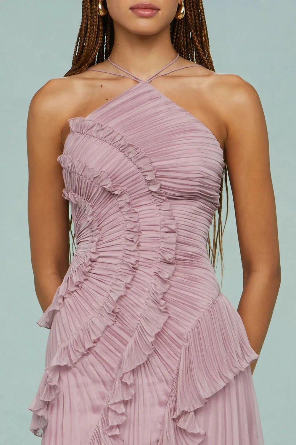 Damen Lockeres Flieder Kleid | Midi