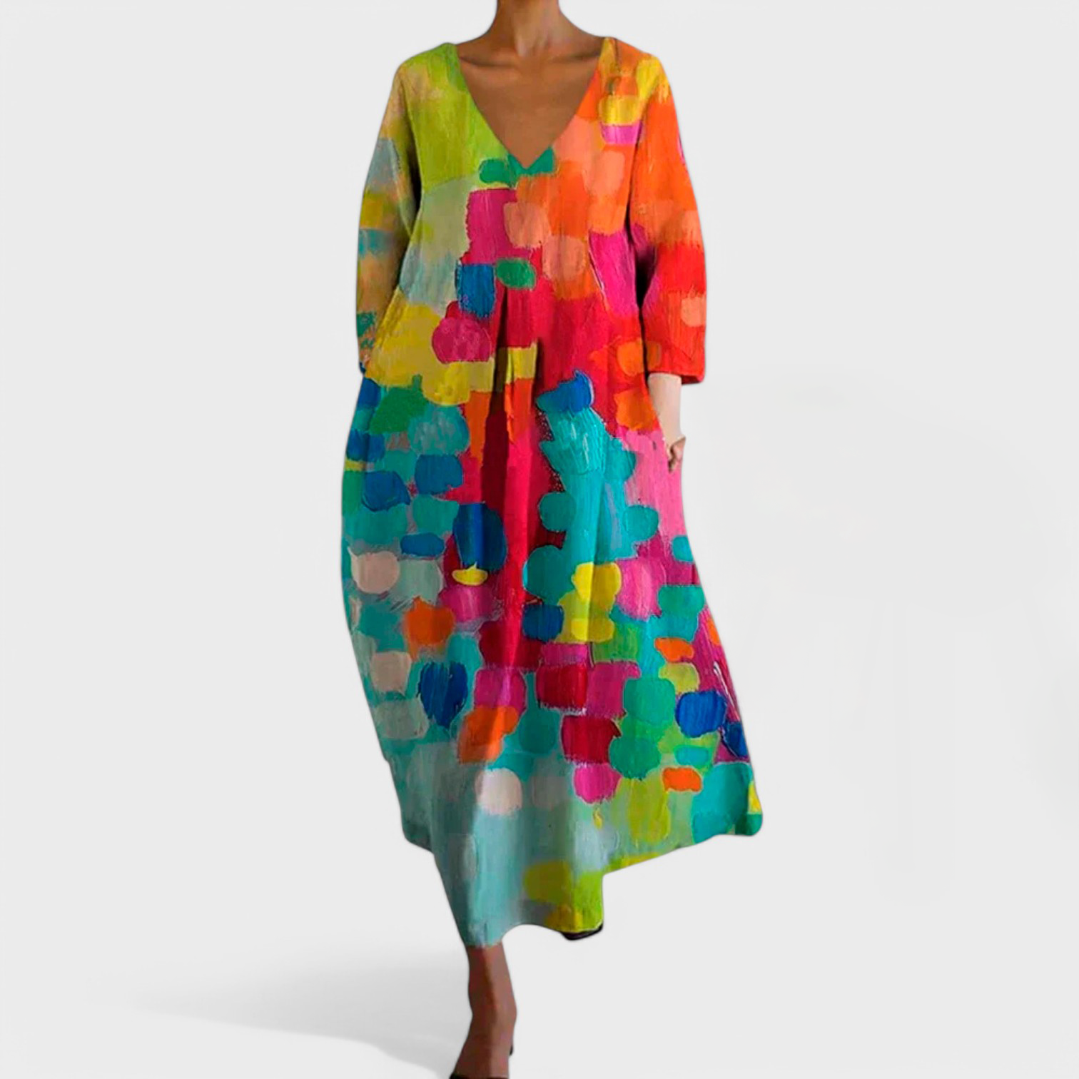 Damen Elegantes Sommerkleid | V-Ausschnitt