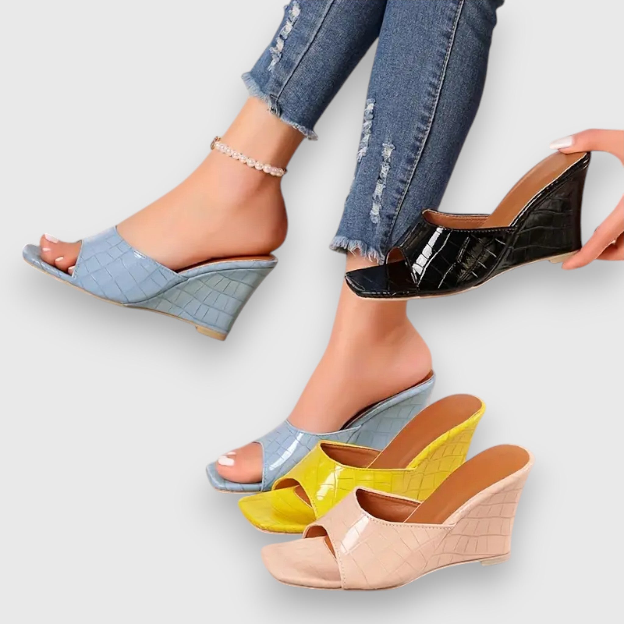 Thalina | Keilabsatz-Sandalen Mit Quadratischer Zehenpartie