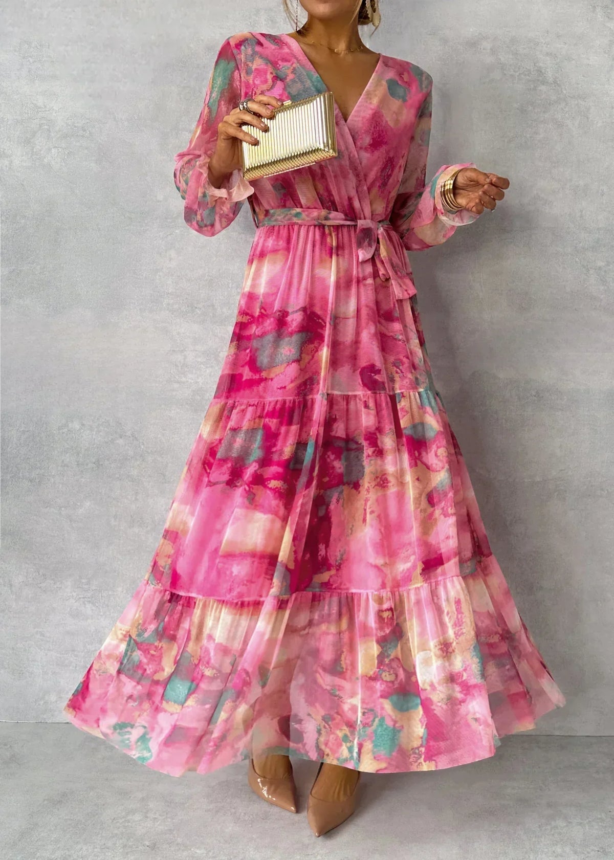 Genevieve | Elegantes Wickelkleid Mit Blumenmuster