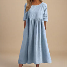 Damen Leichtes Baumwollkleid | Midi