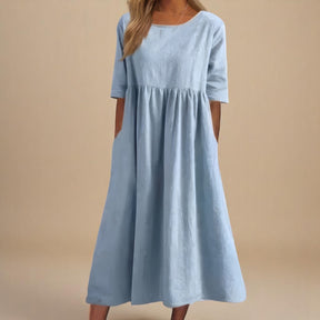 Damen Leichtes Baumwollkleid | Midi