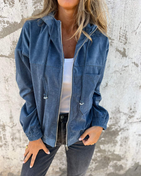 Ella | Cordjacke mit Kapuze und Reißverschluss