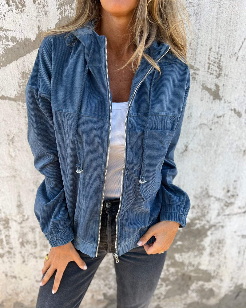 Ella | Cordjacke mit Kapuze und Reißverschluss
