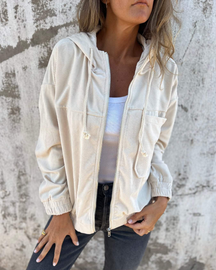 Ella | Cordjacke mit Kapuze und Reißverschluss