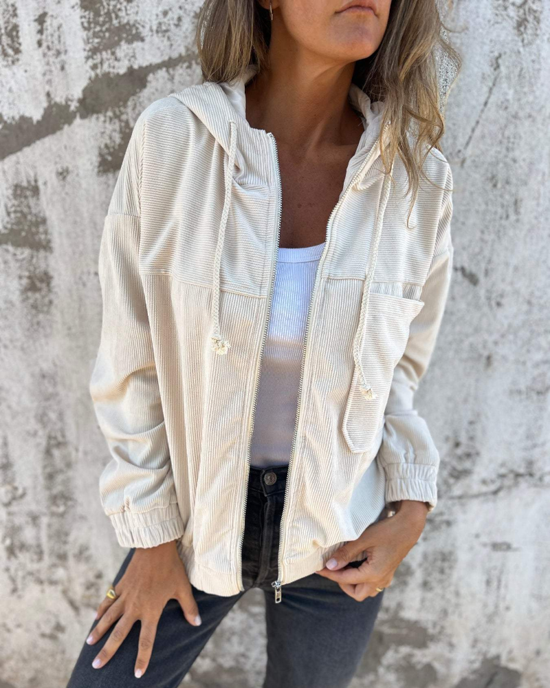 Ella | Cordjacke mit Kapuze und Reißverschluss