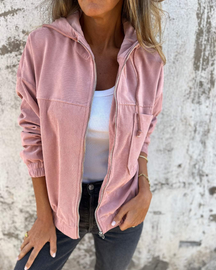 Ella | Cordjacke mit Kapuze und Reißverschluss