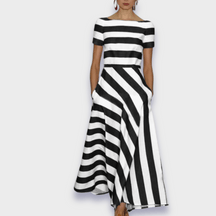 Bea | Handgenähtes Maxikleid Mit Streifenmuster
