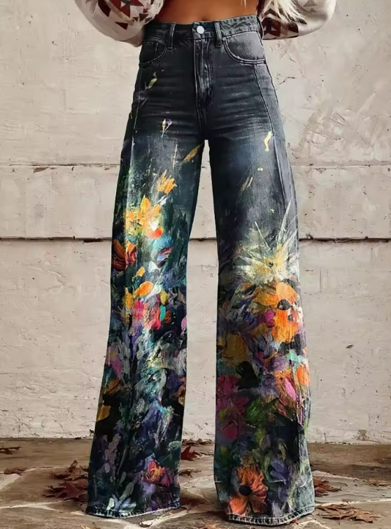 Milou | Boho-Hose Mit Hoher Taille Und Retro-Print