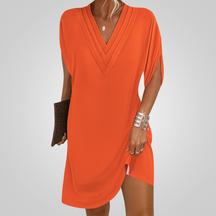Damen Elegantes Fließendes Kleid | V-Ausschnitt