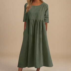 Damen Leichtes Baumwollkleid | Midi