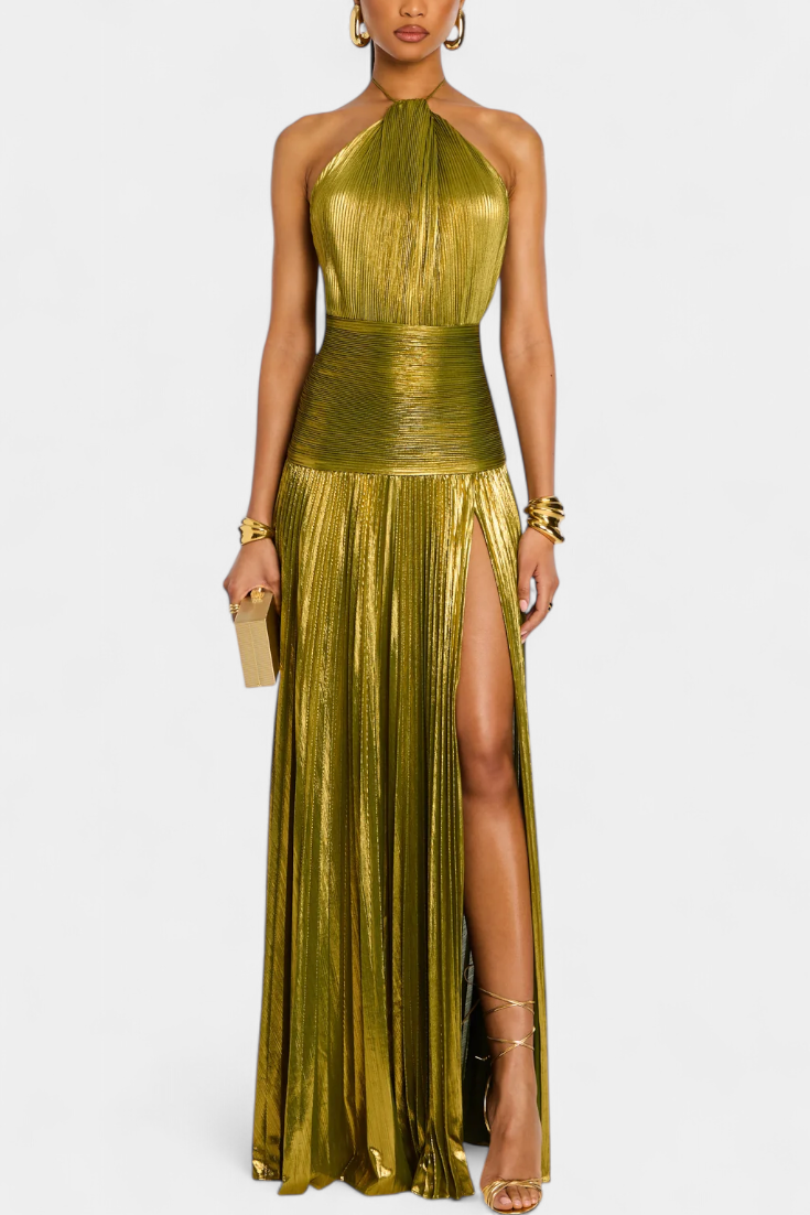 Isla | Elegantes Abendkleid mit Neckholder und Schlitz
