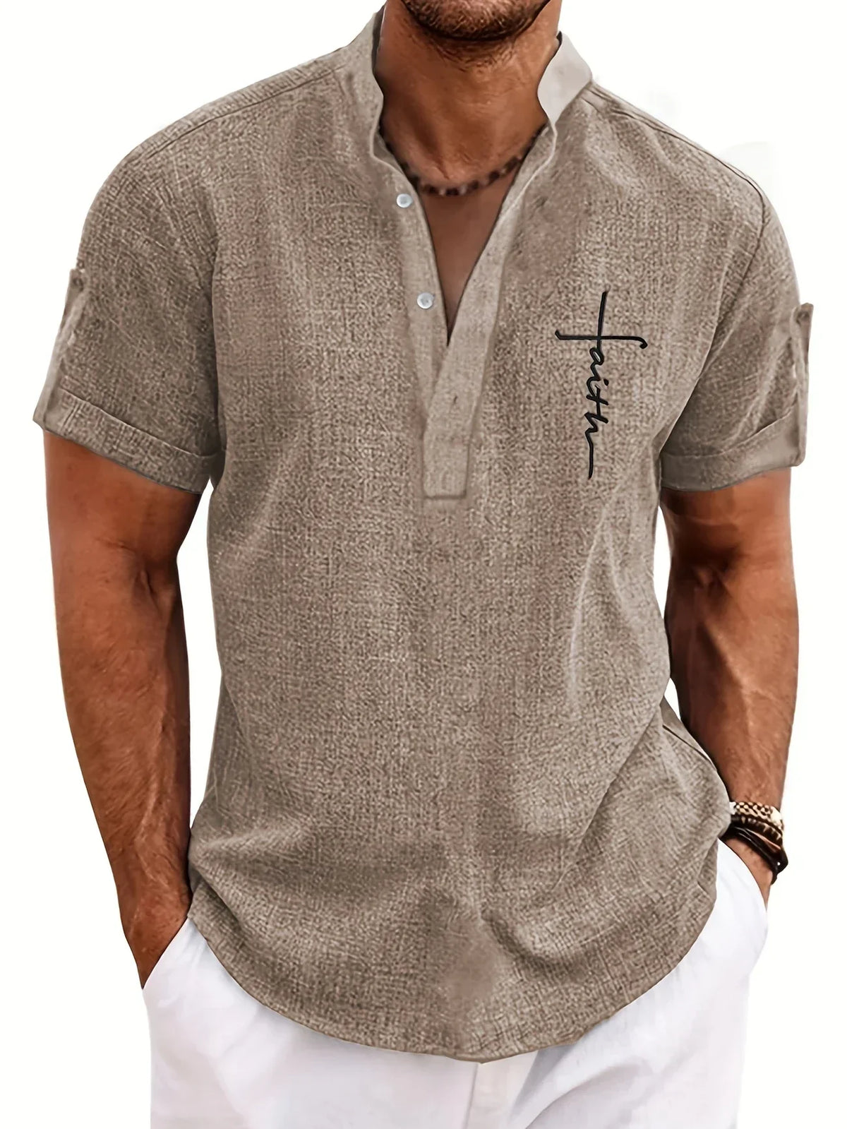 Men’s Kurzarm Stehkragenhemd | Elegant & Leicht