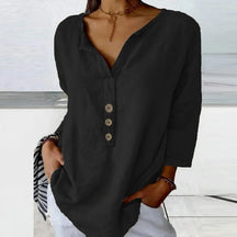Women’s Lässige Elegante Bluse | Baumwoll-Leinen