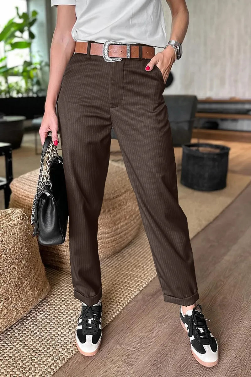Mathilda | Streifen Anzughose mit hohem Bund und Elegantem Schnitt