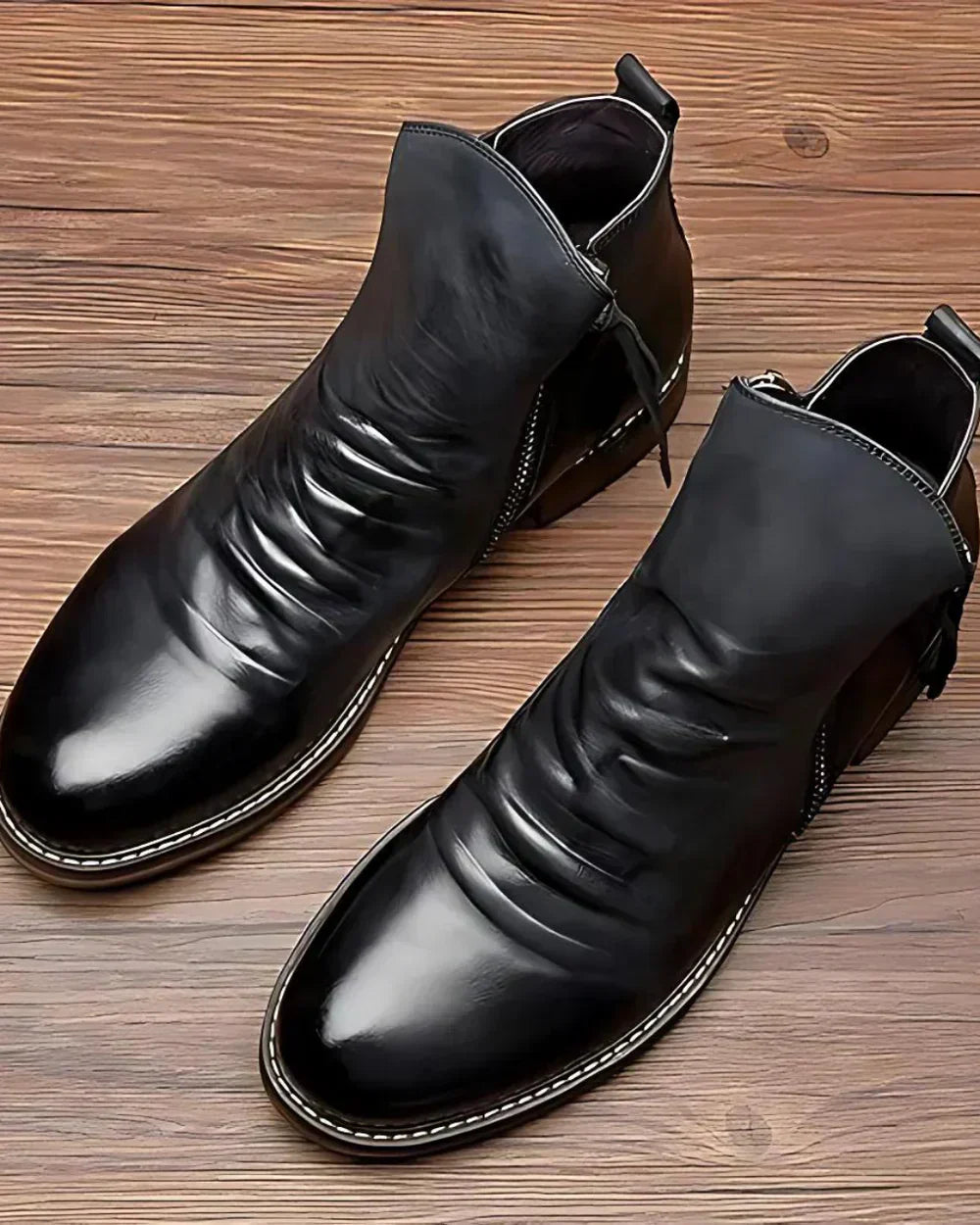 Jam | Elegante Lederstiefeletten Mit Seitlichem Reißverschluss