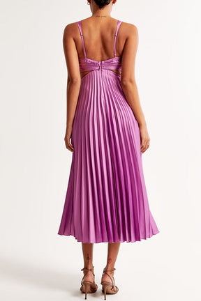 Damen Elegantes Plissiertes Kleid | Maxi
