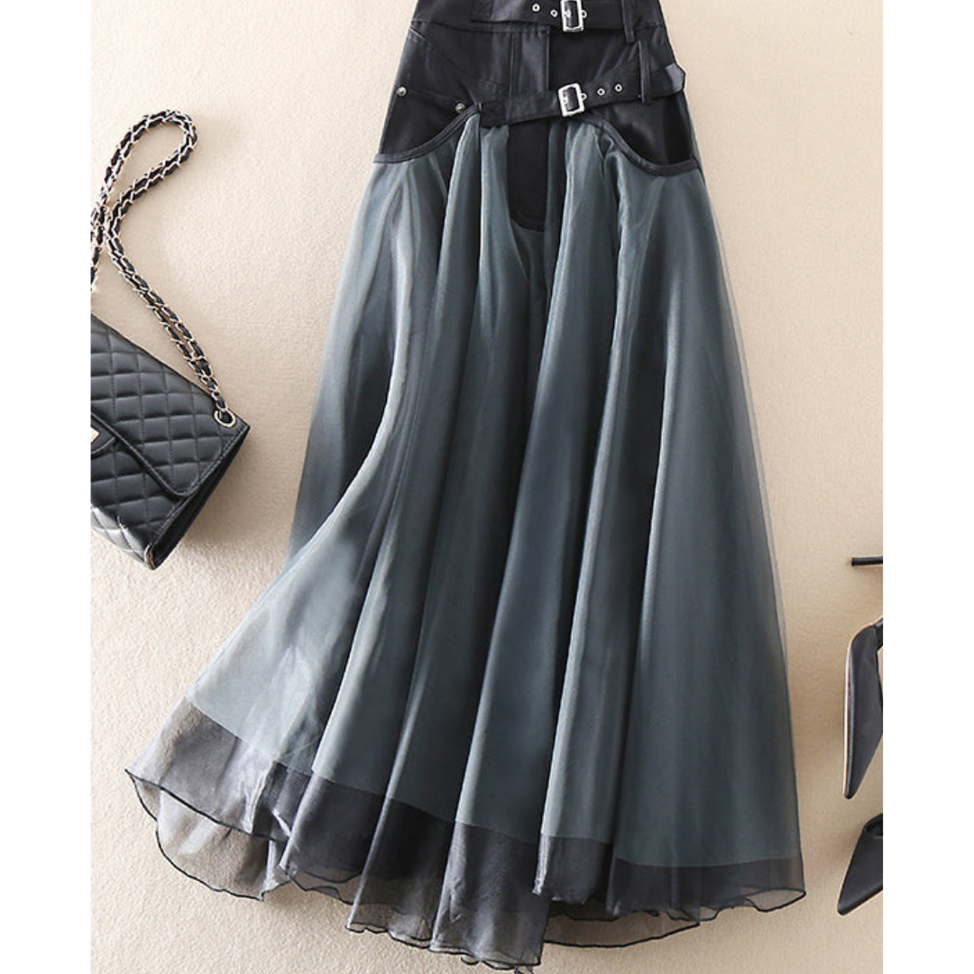 Damen Hoher Taille Lagenlook Midirock