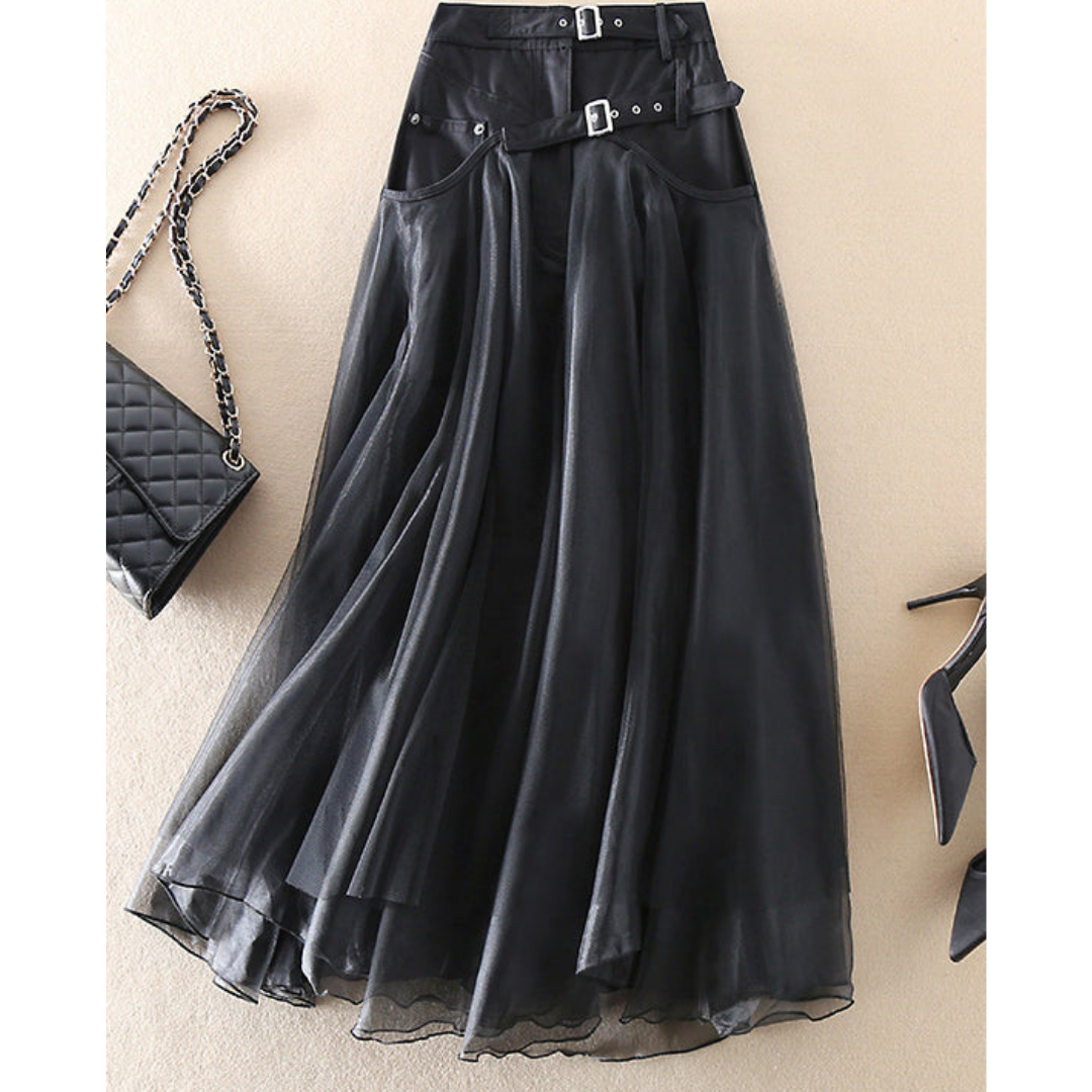 Damen Hoher Taille Lagenlook Midirock